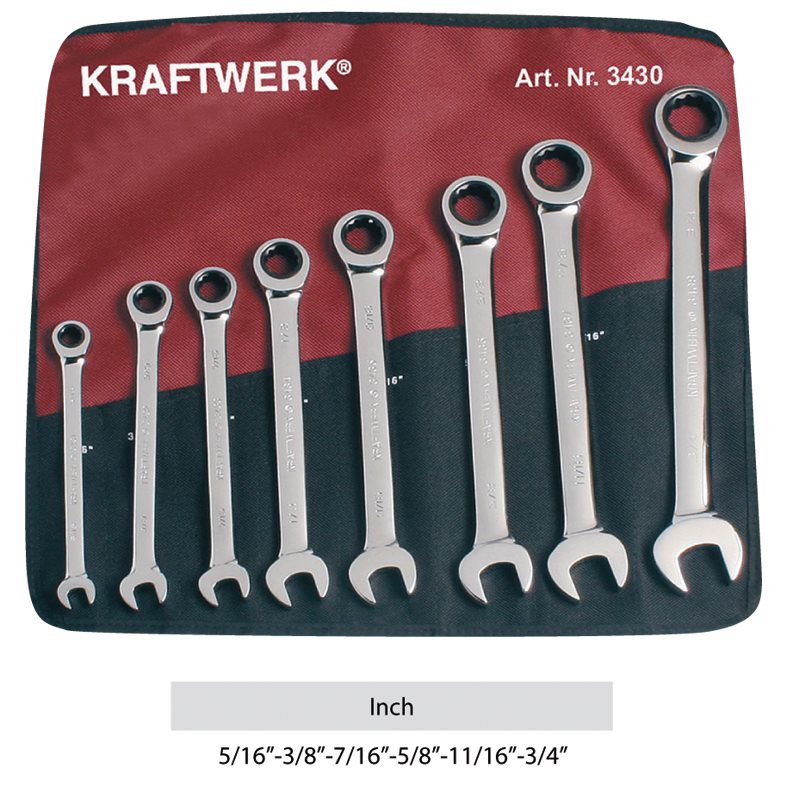Kraftwerk Ratchet Combination Wrench Set